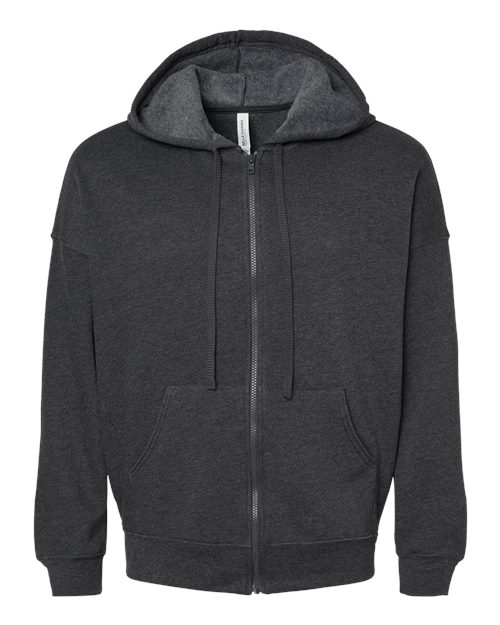 Unisex Sponge Fleece DTM Full-Zip Hoodie Sweatshirt - Dark Grey Heather Front
