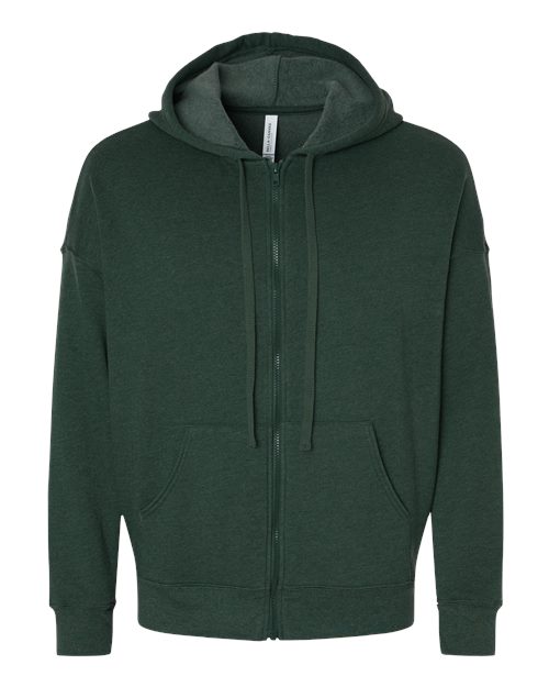 Unisex Sponge Fleece DTM Full-Zip Hoodie Sweatshirt - Heather Forest Front