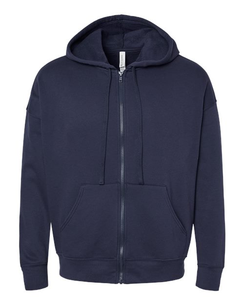 Unisex Sponge Fleece DTM Full-Zip Hoodie Sweatshirt - Navy Front