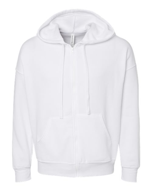 Unisex Sponge Fleece DTM Full-Zip Hoodie Sweatshirt - White Front