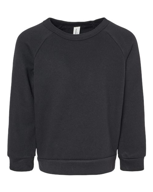 Toddler Sponge Fleece Raglan Crewneck Sweatshirt - Black Front