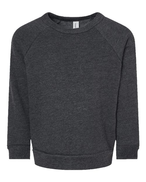 Toddler Sponge Fleece Raglan Crewneck Sweatshirt - Dark Grey Heather Front