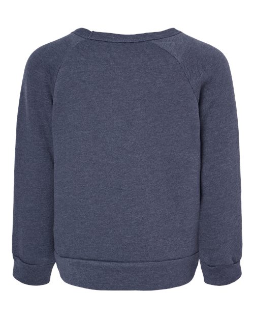 Toddler Sponge Fleece Raglan Crewneck Sweatshirt - Heather Navy Back