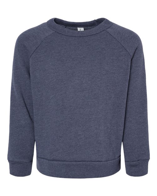 Toddler Sponge Fleece Raglan Crewneck Sweatshirt - Heather Navy Front