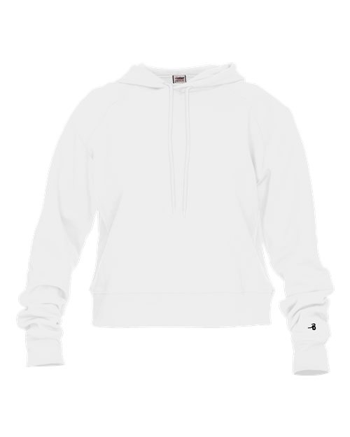 Women's Crop Hooded Sweatshirt - White Front