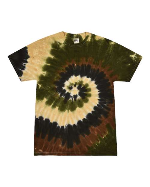 Unisex Multi-Color Tie-Dyed T-Shirt - Camo Swirl Front