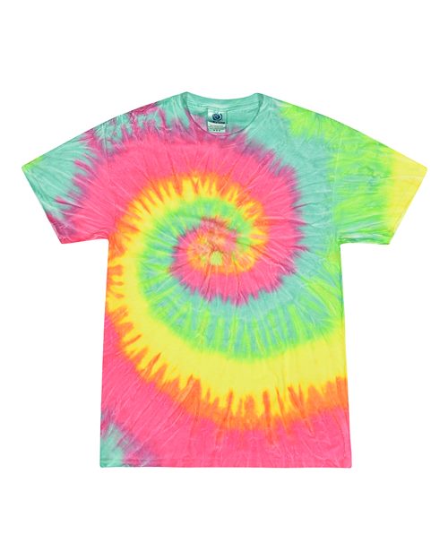 Unisex Multi-Color Tie-Dyed T-Shirt - Minty Rainbow Front