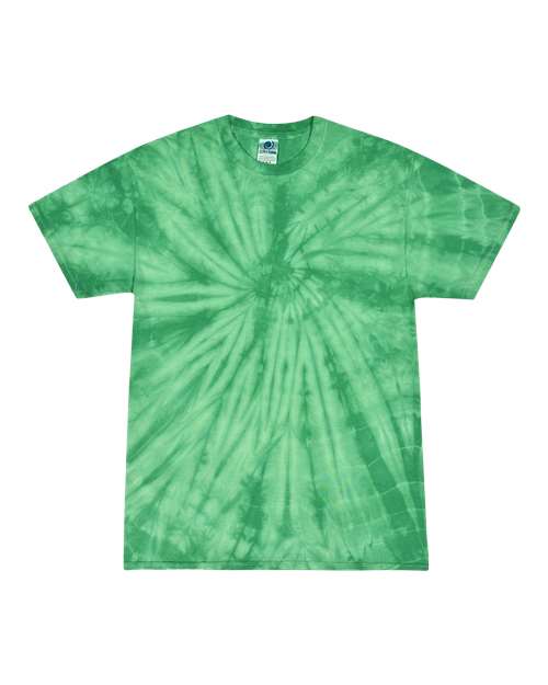 Unisex Multi-Color Tie-Dyed T-Shirt - Spider Kelly Front
