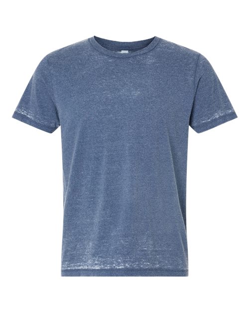 Unisex Acid Wash Burnout T-Shirt - Denim Front