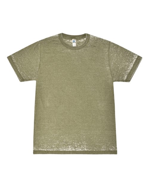 Unisex Acid Wash Burnout T-Shirt - Olive Front
