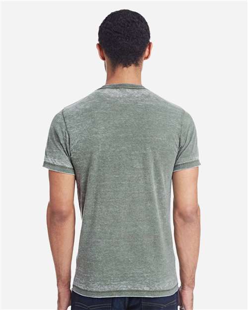 Unisex Acid Wash Burnout T-Shirt - Olive Back