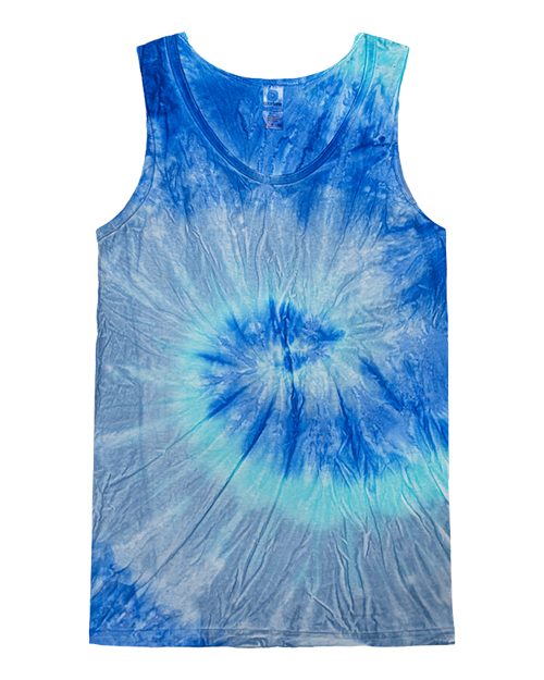 Colortone Unisex Tie-Dyed Tank Top - Blue Jerry Front