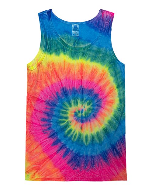 Colortone Unisex Tie-Dyed Tank Top - Neon Rainbow Front