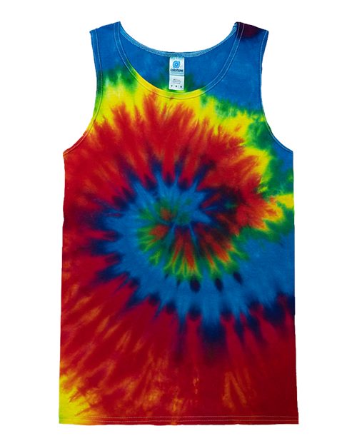 Colortone Unisex Tie-Dyed Tank Top - Reactive Rainbow Front