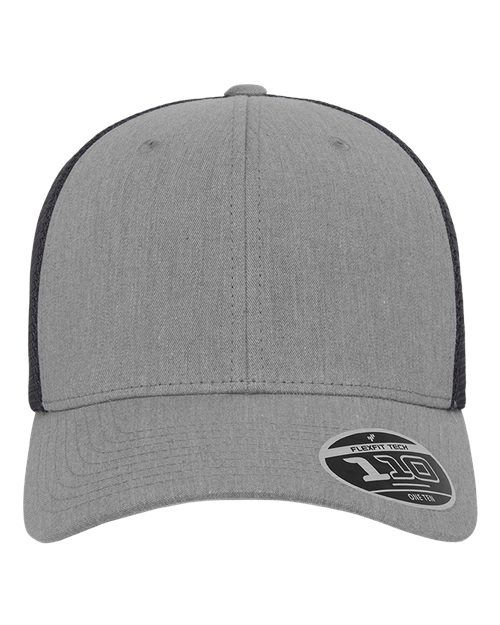 Flexfit 110® Mesh-Back Cap - Heather Grey/ Black Front