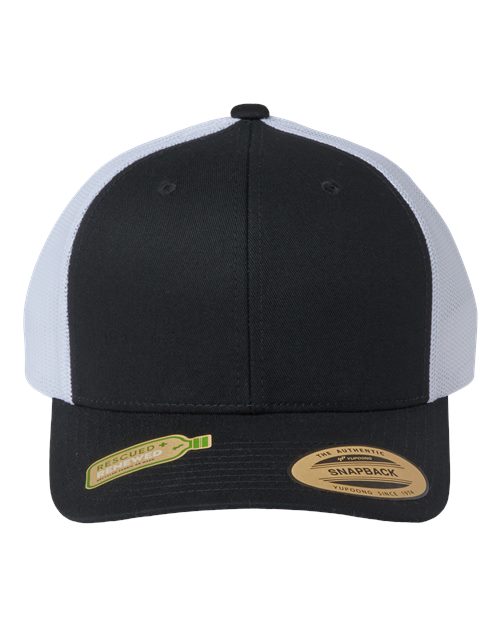 Sustainable Retro Trucker Cap - Black/ White Front