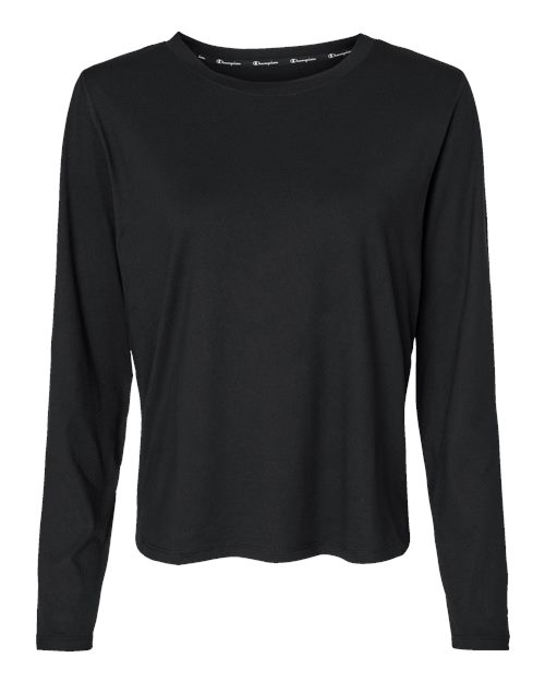 Women's Sport Soft Touch Long Sleeve T-Shirt - Black Front