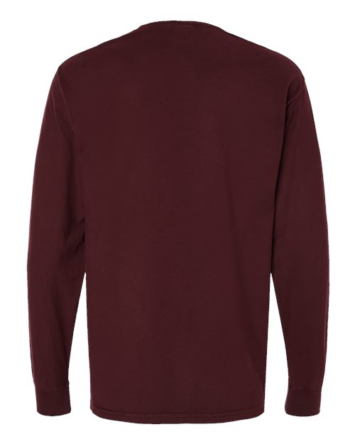 Unisex Garment-Dyed Long Sleeve T-Shirt - Maroon Back