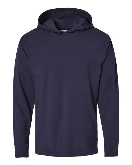 Unisex Garment-Dyed Jersey Hooded Long Sleeve T-Shirt - Anchor Slate Front