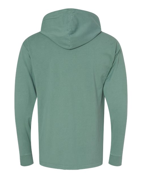 Unisex Garment-Dyed Jersey Hooded Long Sleeve T-Shirt - Cypress Green Back
