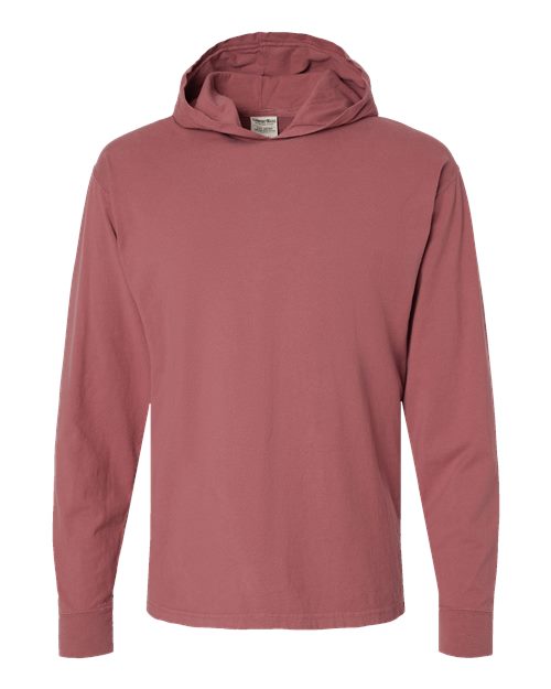 Unisex Garment-Dyed Jersey Hooded Long Sleeve T-Shirt - Nantucket Red Front