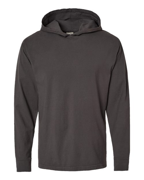 Unisex Garment-Dyed Jersey Hooded Long Sleeve T-Shirt - New Railroad Grey Front