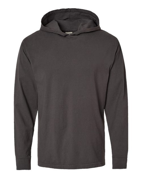 ComfortWash by Hanes Unisex Garment-Dyed Jersey Hooded Long Sleeve T-Shirt - New Railroad Grey Front