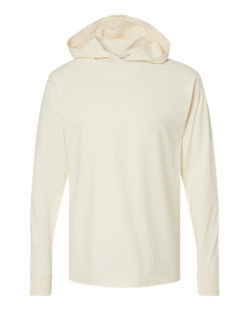 Unisex Garment-Dyed Jersey Hooded Long Sleeve T-Shirt - Parchment Front