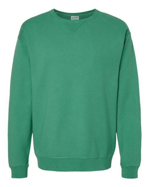Unisex Garment-Dyed Crewneck Sweatshirt - Rich Green Grass Front