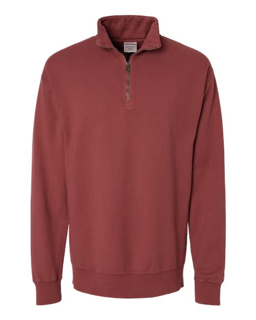 Unisex Garment-Dyed Quarter-Zip Sweatshirt - Cayenne Front