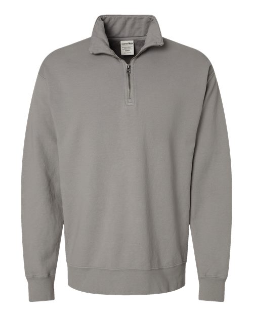 Unisex Garment-Dyed Quarter-Zip Sweatshirt - Concrete Grey Front