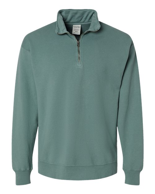 Unisex Garment-Dyed Quarter-Zip Sweatshirt - Cypress Green Front