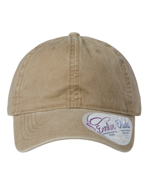 Women's Pigment-Dyed with Fashion Undervisor Cap - Khaki/ Camo Front