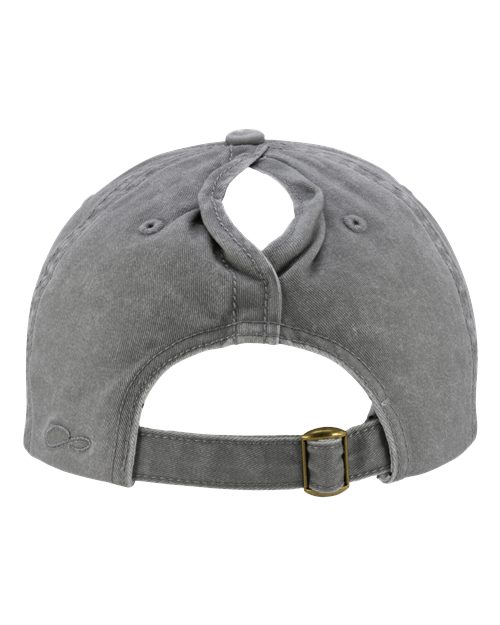 Women's Pigment-Dyed with Fashion Undervisor Cap - Light Grey/ Polka Dots Back