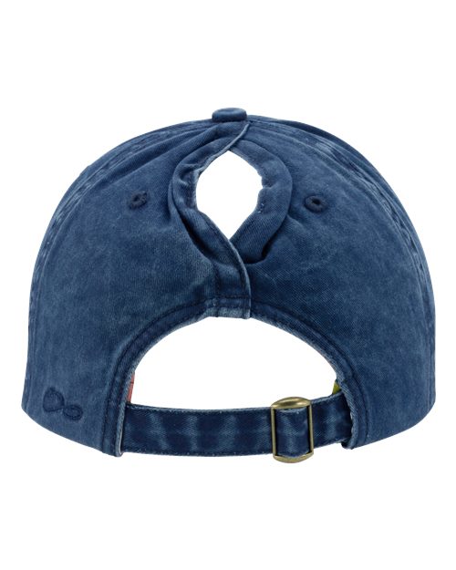 Women's Pigment-Dyed with Fashion Undervisor Cap - Navy/ Stripes Back