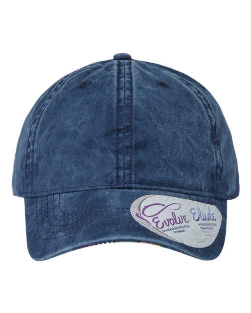 Women's Pigment-Dyed with Fashion Undervisor Cap - Navy/ Stripes Front
