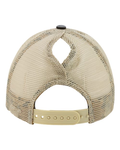 Women's Washed Mesh-Back Cap - Black/ Leopard Back
