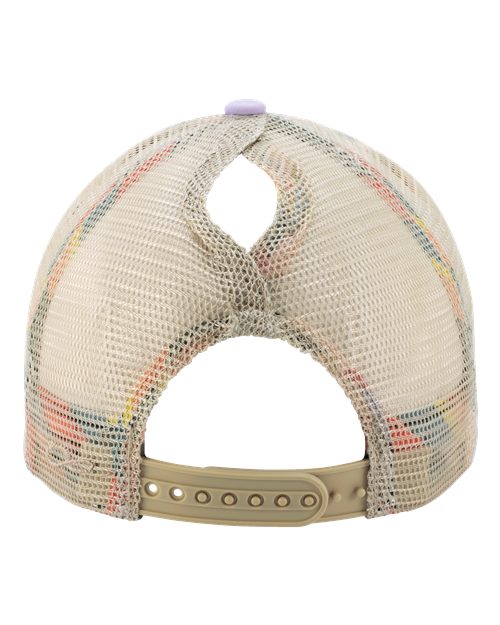 Women's Washed Mesh-Back Cap - Lavender/ Stripes Back