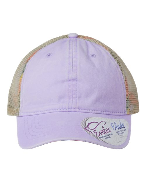 Women's Washed Mesh-Back Cap - Lavender/ Stripes Front