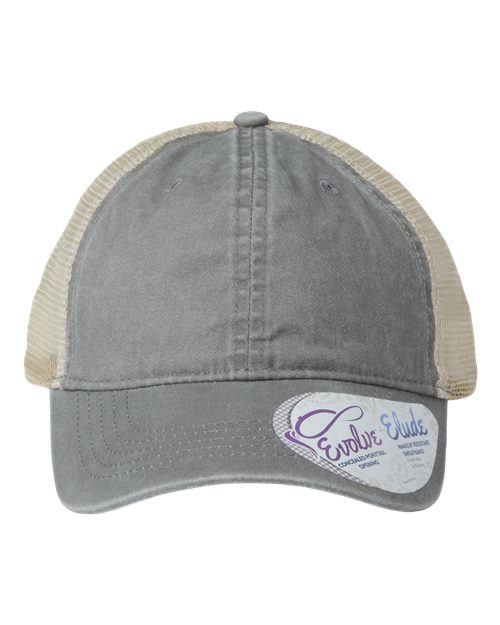 Women's Washed Mesh-Back Cap - Light Grey/ Polka Dots Front