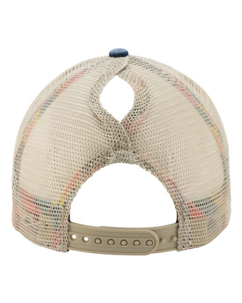 Women's Washed Mesh-Back Cap - Navy/ Stripes Back