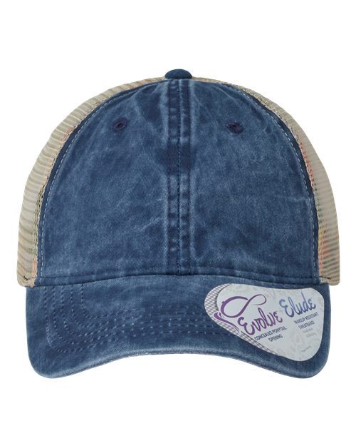 Women's Washed Mesh-Back Cap - Navy/ Stripes Front