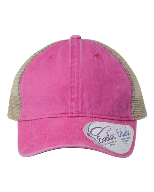 Women's Washed Mesh-Back Cap - Rose/ Polka Dots Front