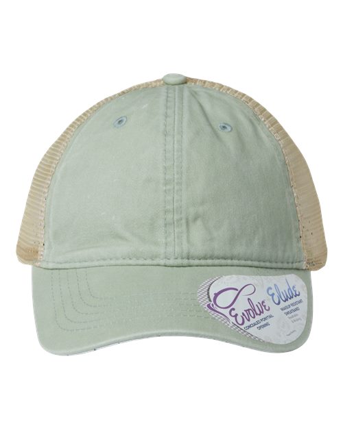 Women's Washed Mesh-Back Cap - Sage/ Polka Dots Front