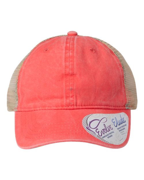 Women's Washed Mesh-Back Cap - Sherbet/ Stripes Front