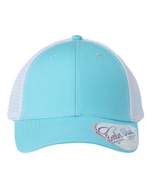 Women's Modern Trucker Cap - Light Blue/ White Front