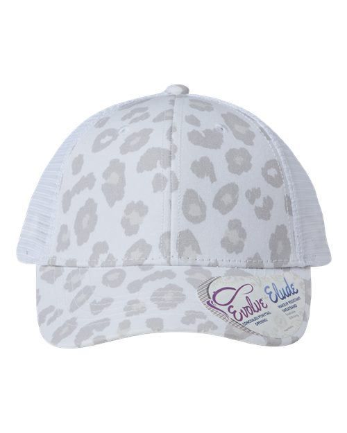 Women's Modern Trucker Cap - Snow Leopard/ White Front