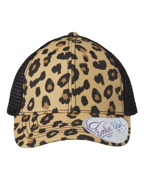 Women's Modern Trucker Cap - Leopard/ Black Front