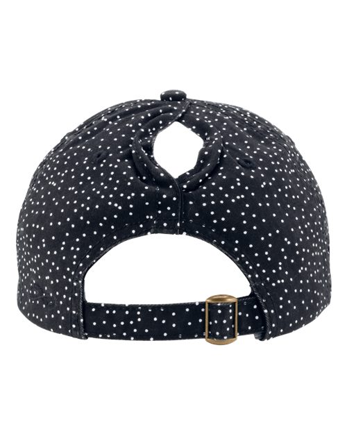 Women's Unstructured Fashion Prints Cap - Black/ White Polka Dots Back