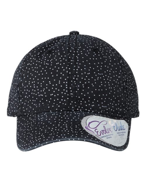 Women's Unstructured Fashion Prints Cap - Black/ White Polka Dots Front